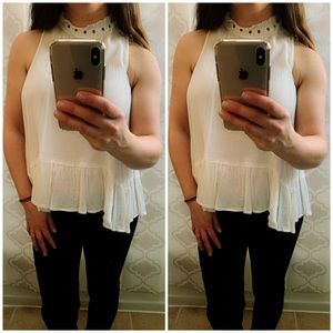 {wild pearl} boho halter-neck top